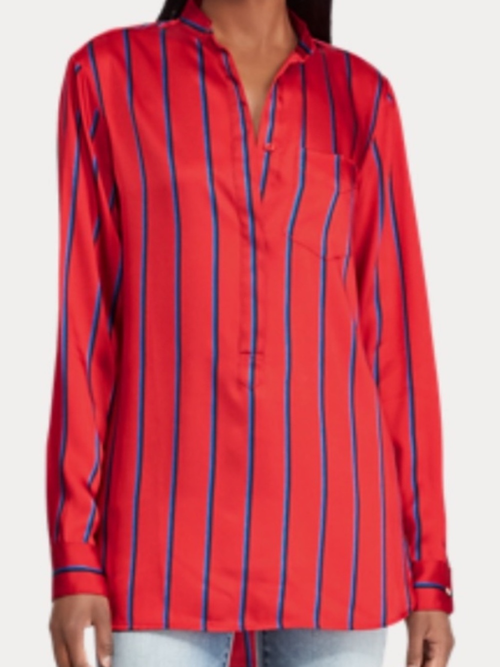 RALPH LAUREN s1X top-easy care poly looks/feels like silk twill- looks NEW!